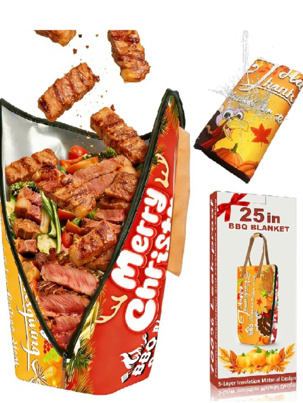 BBQ Blanket for Resting Meat, Reusable Smoker Grilling Insulated Resting Bag 25"